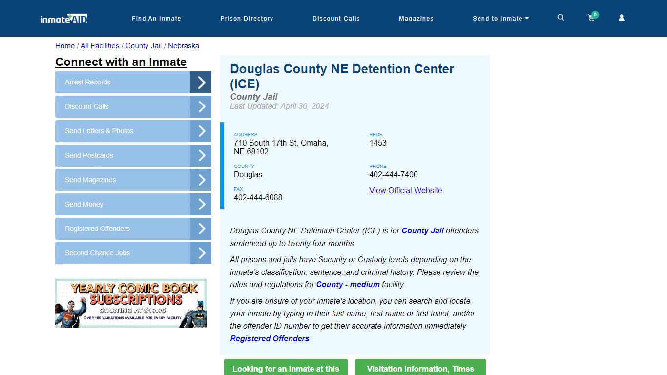 Douglas County NE Detention Center (ICE) - Inmate Locator