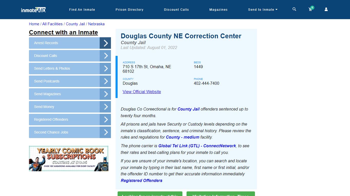 Douglas County NE Correction Center - Inmate Locator